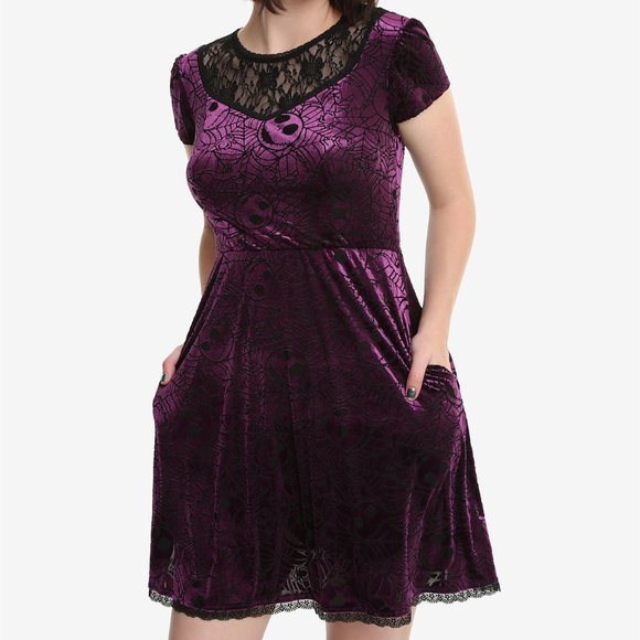 Hot Topic Dresses & Skirts - Hot Topic Nightmare Before Christmas Purple Velvet Burnout Dress NWT